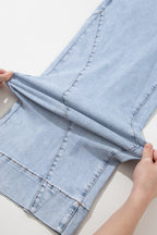 Beau Blue Solid Paneling Loose Fit Plus Size Jeans