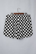 Black Plus Size Checkered Athleisure Shorts