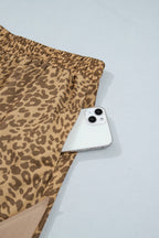 Khaki Plus Size Leopard Print Western Star Patched Jogger Pants