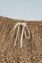 Khaki Plus Size Leopard Print Western Star Patched Jogger Pants