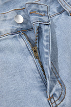 Beau Blue Solid Paneling Loose Fit Plus Size Jeans