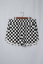 Black Plus Size Checkered Athleisure Shorts