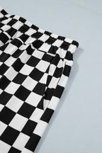 Black Plus Size Checkered Athleisure Shorts