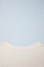 Parchment Polka Dot Long Sleeve Round Neck Plus Size Blouse