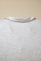 Light Grey Plus Size Solid V-Neck Short Sleeve Elastic Waist Two-Piece Set