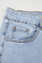 Beau Blue Solid Paneling Loose Fit Plus Size Jeans