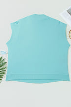 Mint Green Plus Size High Neck Cap Sleeve Top