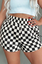 Black Plus Size Checkered Athleisure Shorts
