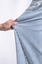 Beau Blue Solid Paneling Loose Fit Plus Size Jeans