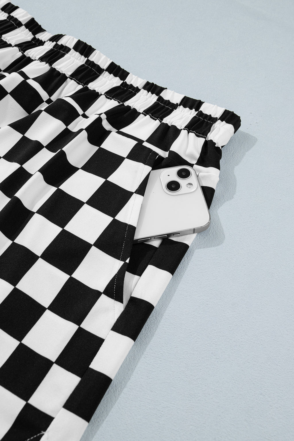 Black Plus Size Checkered Athleisure Shorts