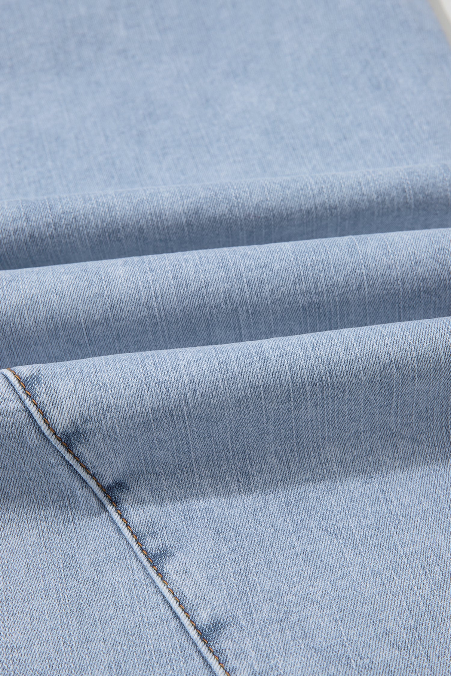 Beau Blue Solid Paneling Loose Fit Plus Size Jeans