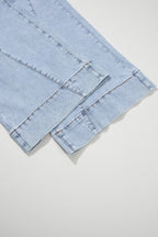 Beau Blue Solid Paneling Loose Fit Plus Size Jeans